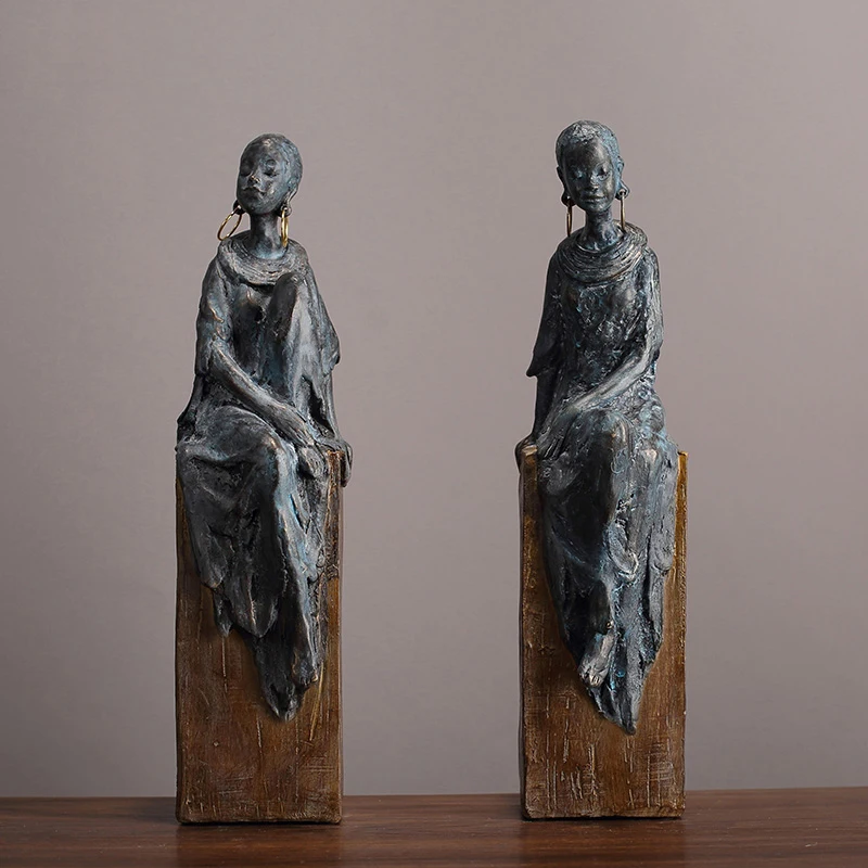 

New Classical Art African Portrait Resin Ornaments Hotel Table Figurines Crafts Home Livingroom Desktop Statues Decoration Art