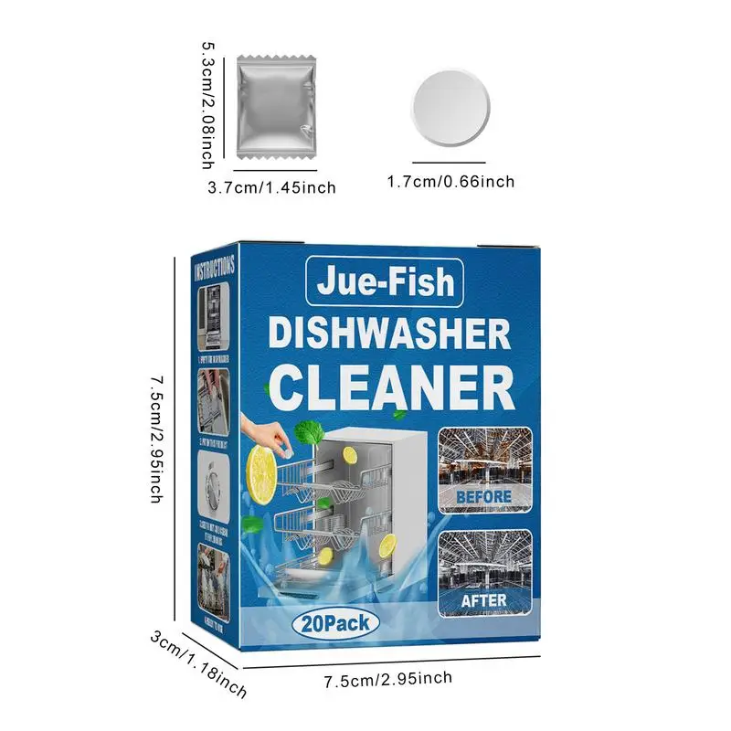 Natural Dishwasher Cleaner 20 Pack Deep Cleaning Descaler Washing Machine Descaler Deep Cleaning Tablets 20 Tablet Combo images - 6