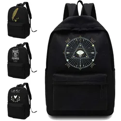 Canvas Women Backpack New Unisex School Bag White Picture Pattern Printed Large Capacity Laptop Bag Portable Travel Sports Bag