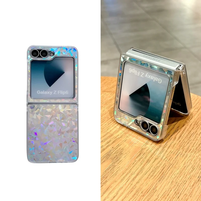 Luxury Transparent Feather Veil Aurora Borealis Foldable Phone Case - Shockproof Protection Cover