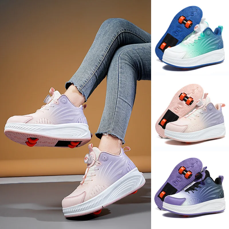 Flashing Roller Skates Shoe 2 Wheels for Kids Child Speed Skate for Girl And Boy Sneakers Skates with Removable Wheels