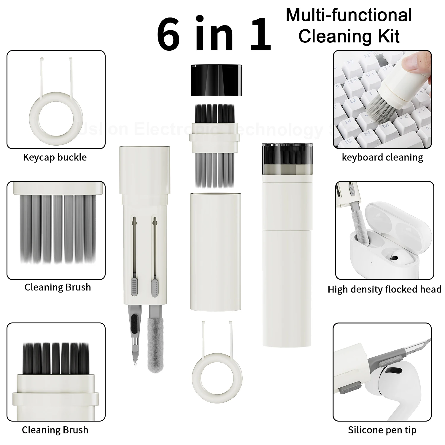 5-in-1 Keyboard Cleaning Brush Earphone Cleaning Pen Computer Cleaning  tools Cleaner keycap Puller kit for PC Airpods Pro 1 2