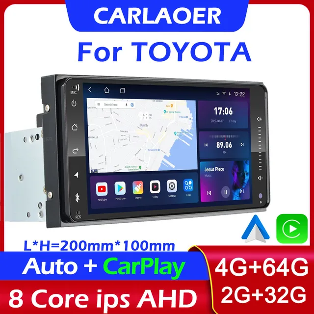 2 din android 12 Universal Car Multimedia Radio Player CarPlay 2Din Stereo For Toyota VIOS CROWN CAMRY HIACE PREVIA COROLLA