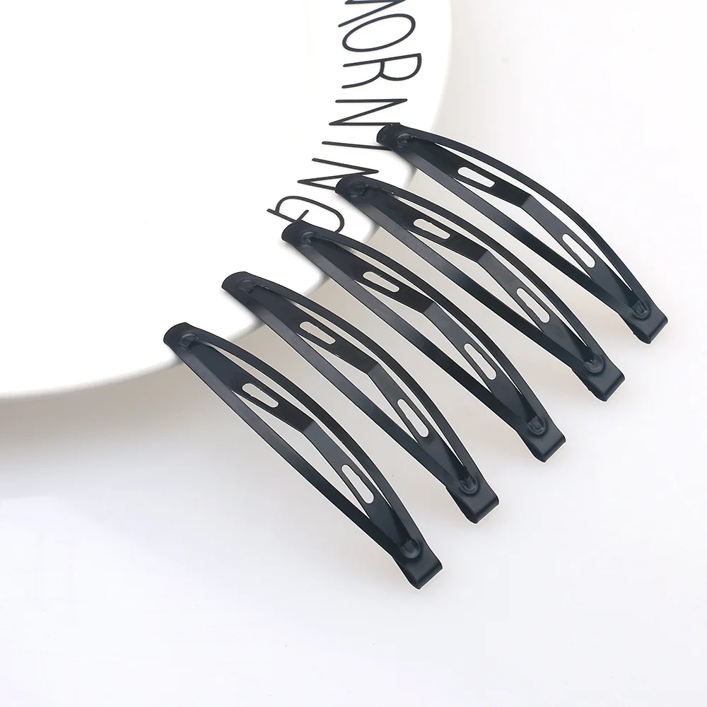 Elegant Black Metal Hair Snap Clips - Set of 12 Premium No-Slip Barrettes