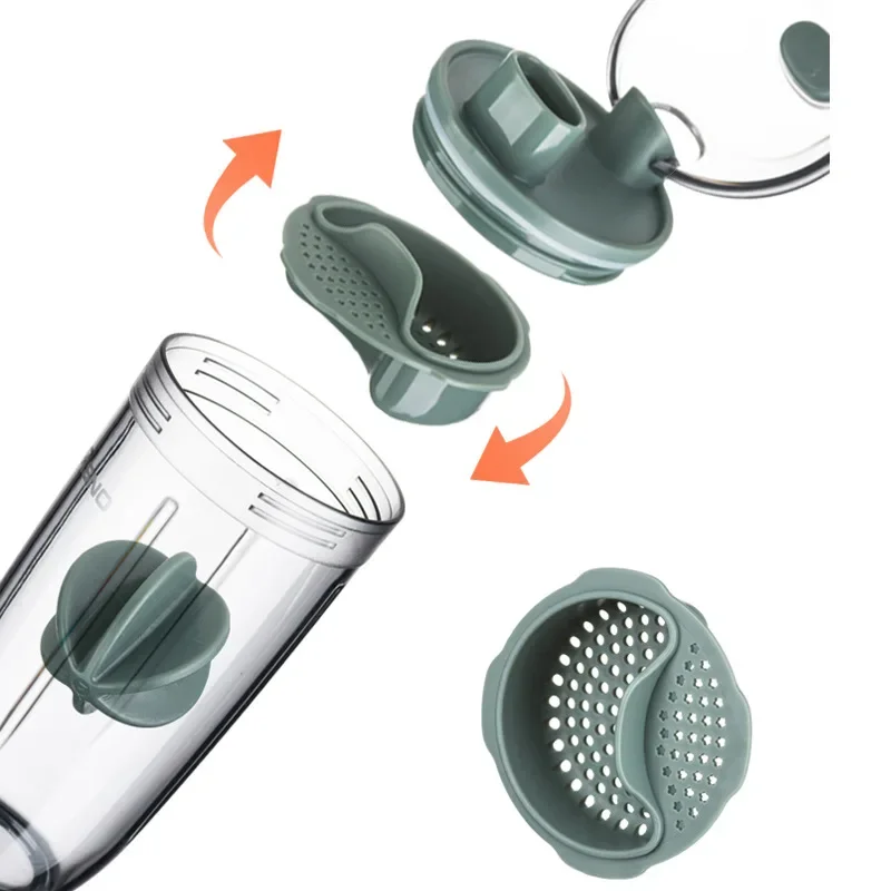 400ml Shaker Bottle Sport Fitness Plastic Water Bottle With Whisk Ball Lid Tea Filter Protein Shaking Cup Leak Proof Stirs Cup