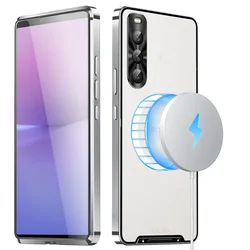 Durable Shockproof Metal Armor MagSafe Case with Aluminum Frame & Matte Finish for Xperia 10 IV (Silver)