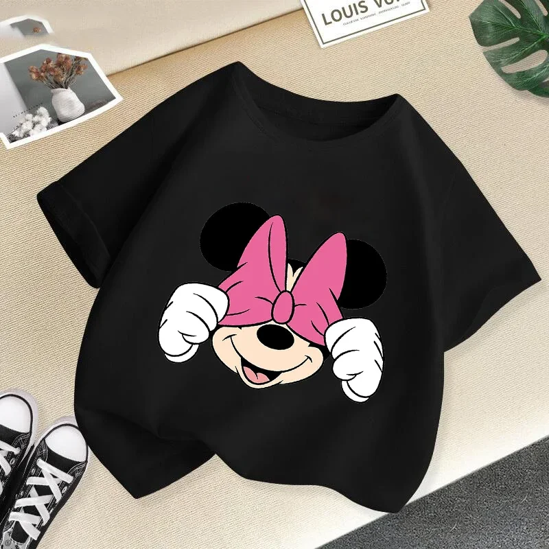 T Shirt Cartoon Disney Baby Kids Boys Girls Children Mickey Mouse Short Sleeve Summer Clothing Kawaii Minnie Print Tee Toddler 5
