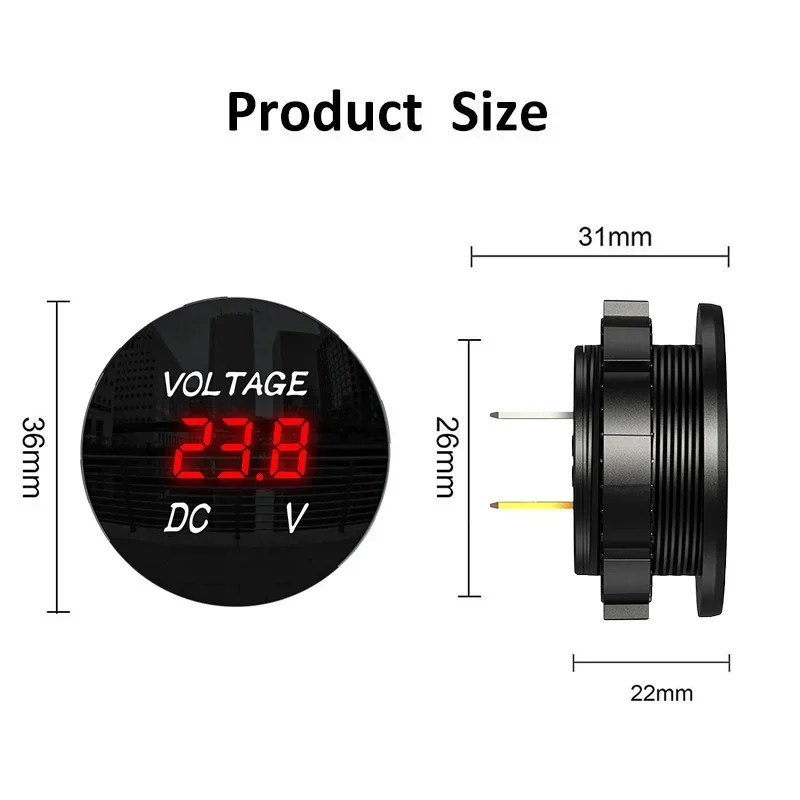 새로운 12V-24V 방수 디지털 전압계 자동차 오토바이 LED 전압계 전압 테스터 자동차 오토바이 보트 ATV RV 해양 트럭