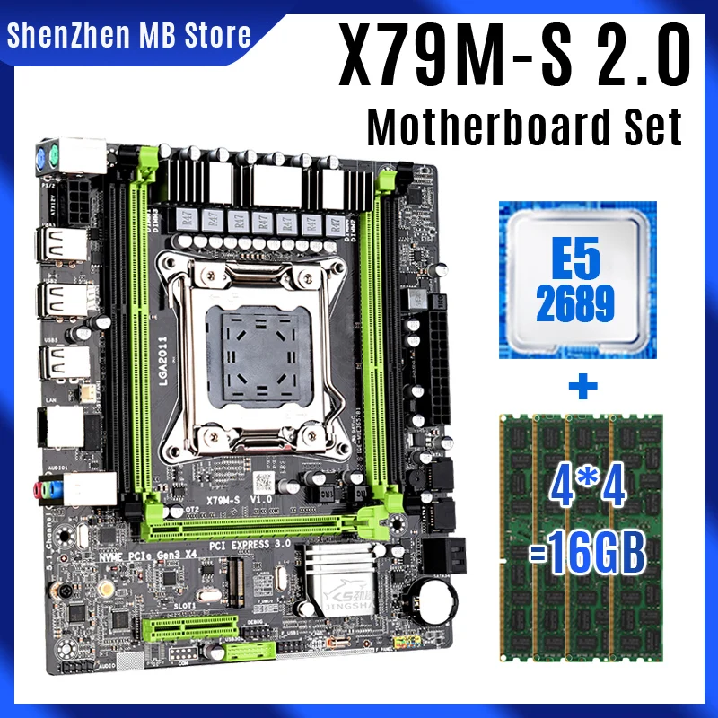 Комплект материнской платы X79 с LGA2011 Combos intel Xeon E5 2689 ЦПУ 4 шт. x ГБ = 16 Гб памяти DDR3 ОЗУ