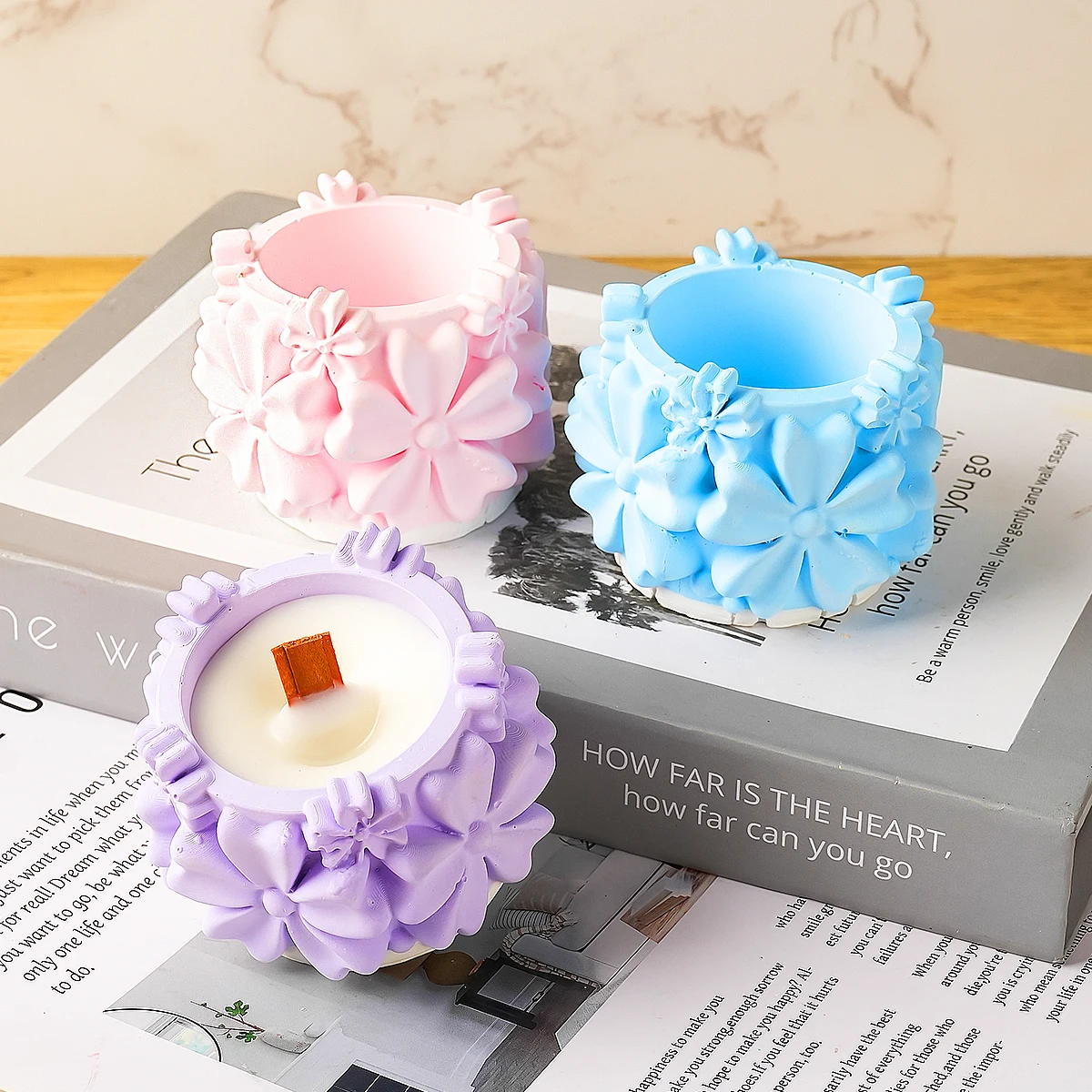 

New Concrete Jar Mold Carved Flower Candle Jar Jewelry Storage Gypsum Cement Ceramic Casting Silicone Mould DIY Craft Ornaments