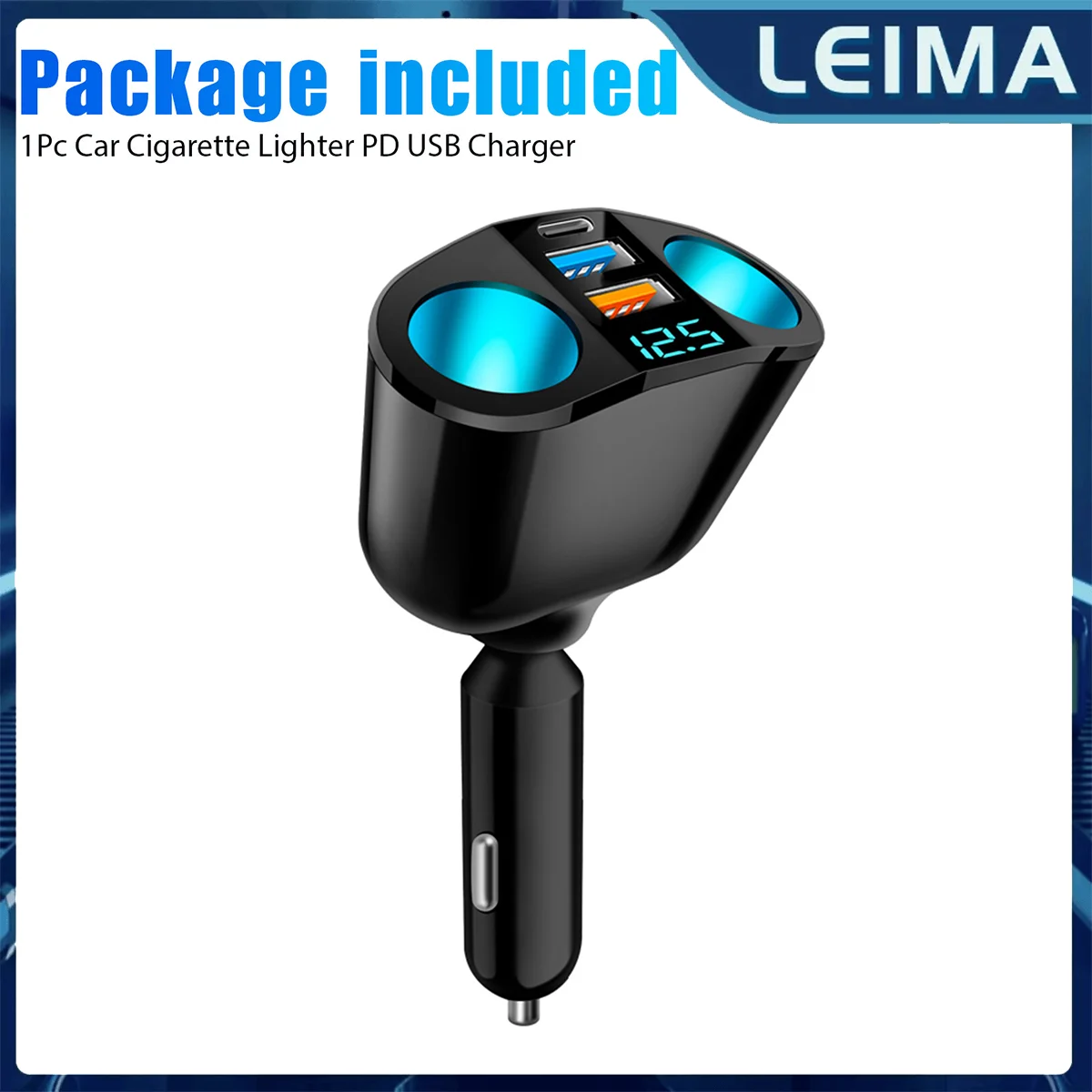 12V 듀얼 PD USB 120W 차량용 시거잭 소켓 스플리터 전원 어댑터 충전기..