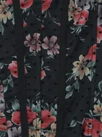 2023 Sexy Women Black Flower Print Spliced Mesh Bra Corset style Mini Dress Slim Waist Party Skater Bow Lacing up Sling Robe - Image 6