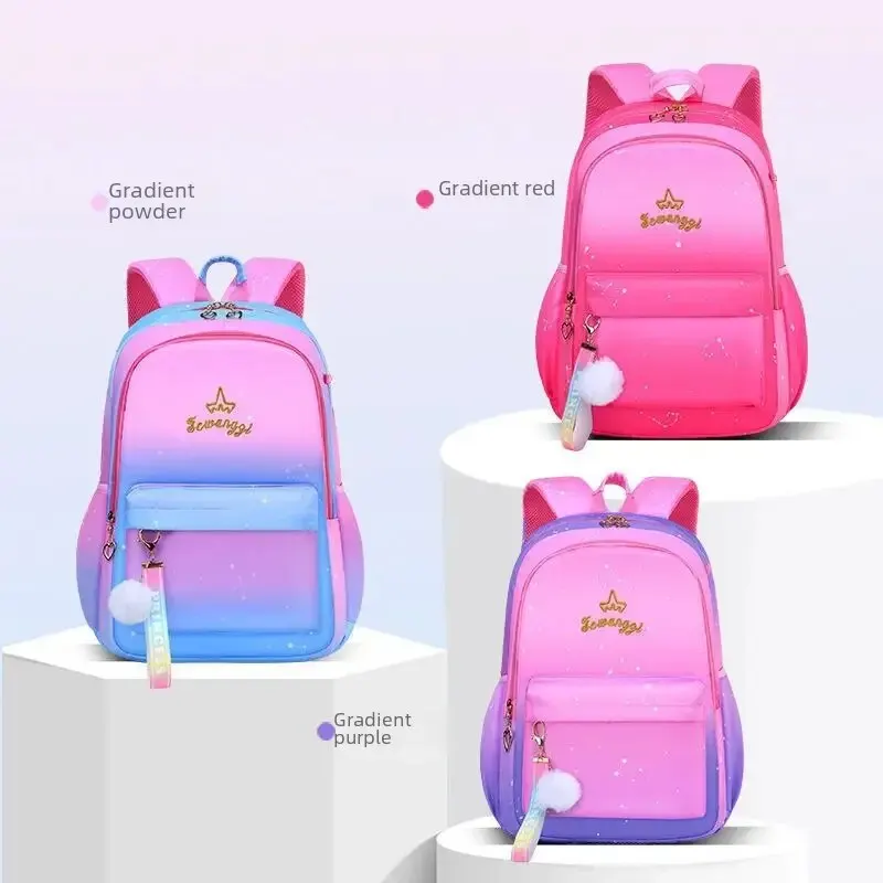 School Bags Student Starry Sky Gradient Lightweight Backpack For Primary School Grades 1-3-6 Double Shoulder Children's Bookbag