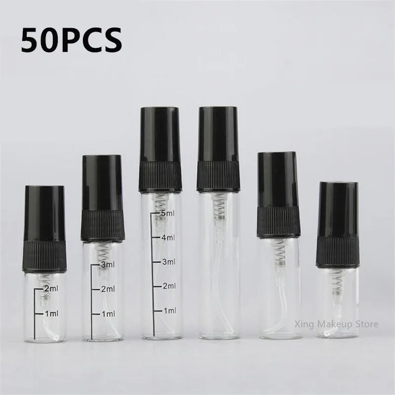 

50PCS 2/3/5/10ml Black Glass Perfume Bottle Mist Sprayer Bottle Atomizer Bottle Thin Glass Vials Refillable Cosmetic Bottle 2#