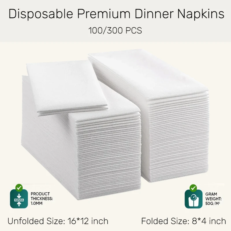 Disposable Paper Napkins 300/100Pcs 16"x12" Premium Linen feel Absorbent Guest Towel Wedding Hotel Party Reception