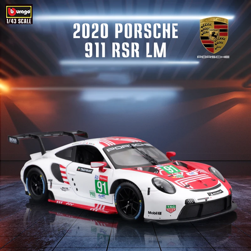 BBURAGO масштаб 1:24 Porsche 911 RSR LM литая под давлением модель автомобиля, коллекционный предмет для детей от 4 лет