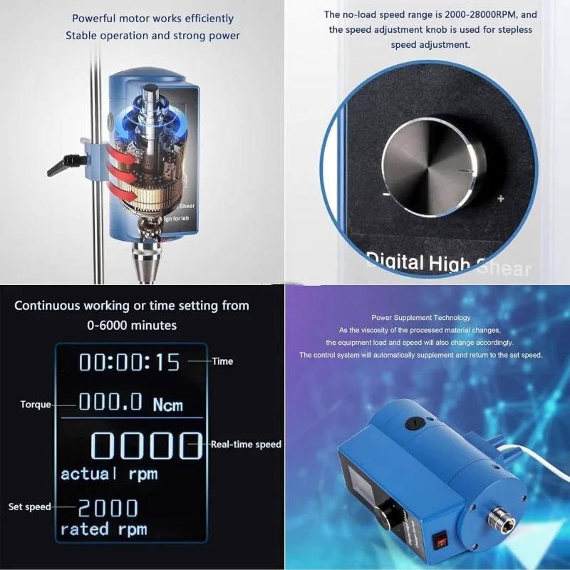 13L Lab Digital High Speed High Shear Dispersing Emulsifier Homogenizer Shampoos Cream Balms Lotions Mixer HR-500DG