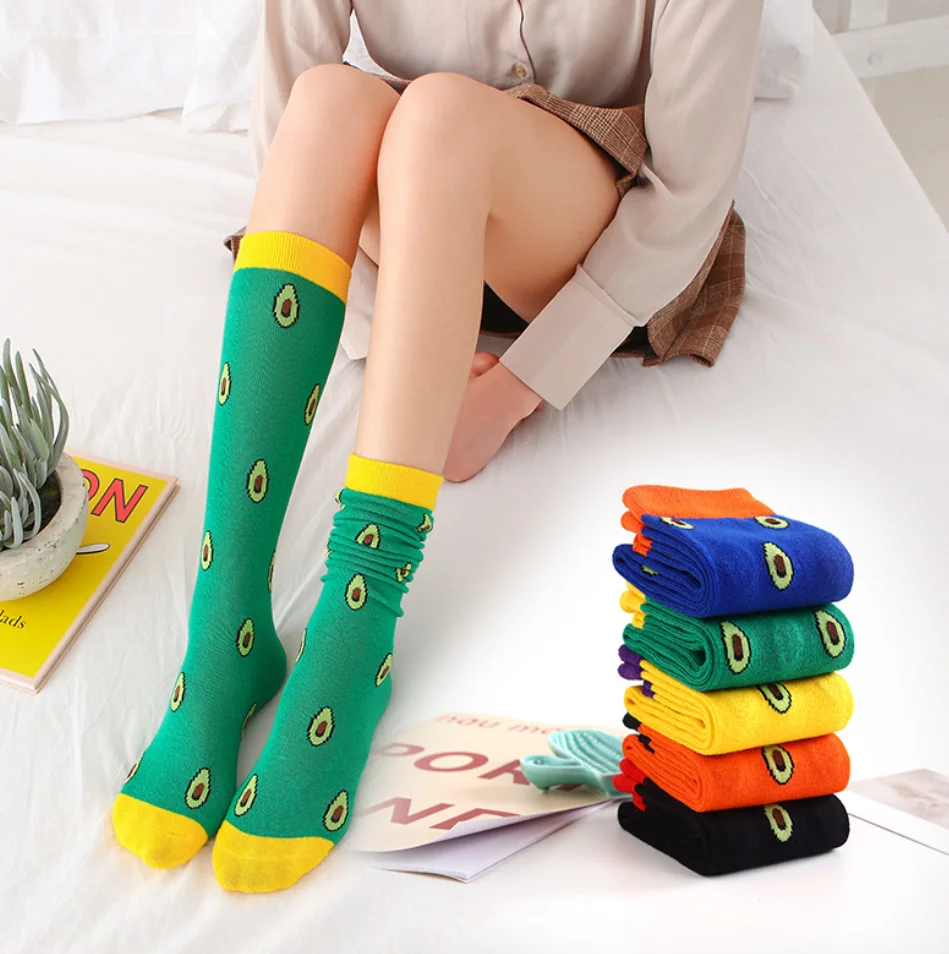 

Fashion Kids Girl High Over-Knee Cotton Socks Avocado Contrast Baby Child Leg Warmer Long Candy Color Socks For Toddler Infant