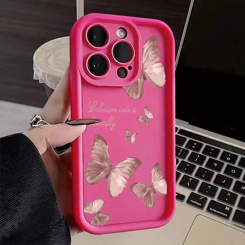 thumbnail image 1 of Funda de silicona con diseño de mariposa retro para iPhone 16, 15, 14 Pro Max Plus, 11, 12, 13 Pro, XS, 7, 8 Plus, SE, 2, X, XR, a prueba de golpes, 1 of 5