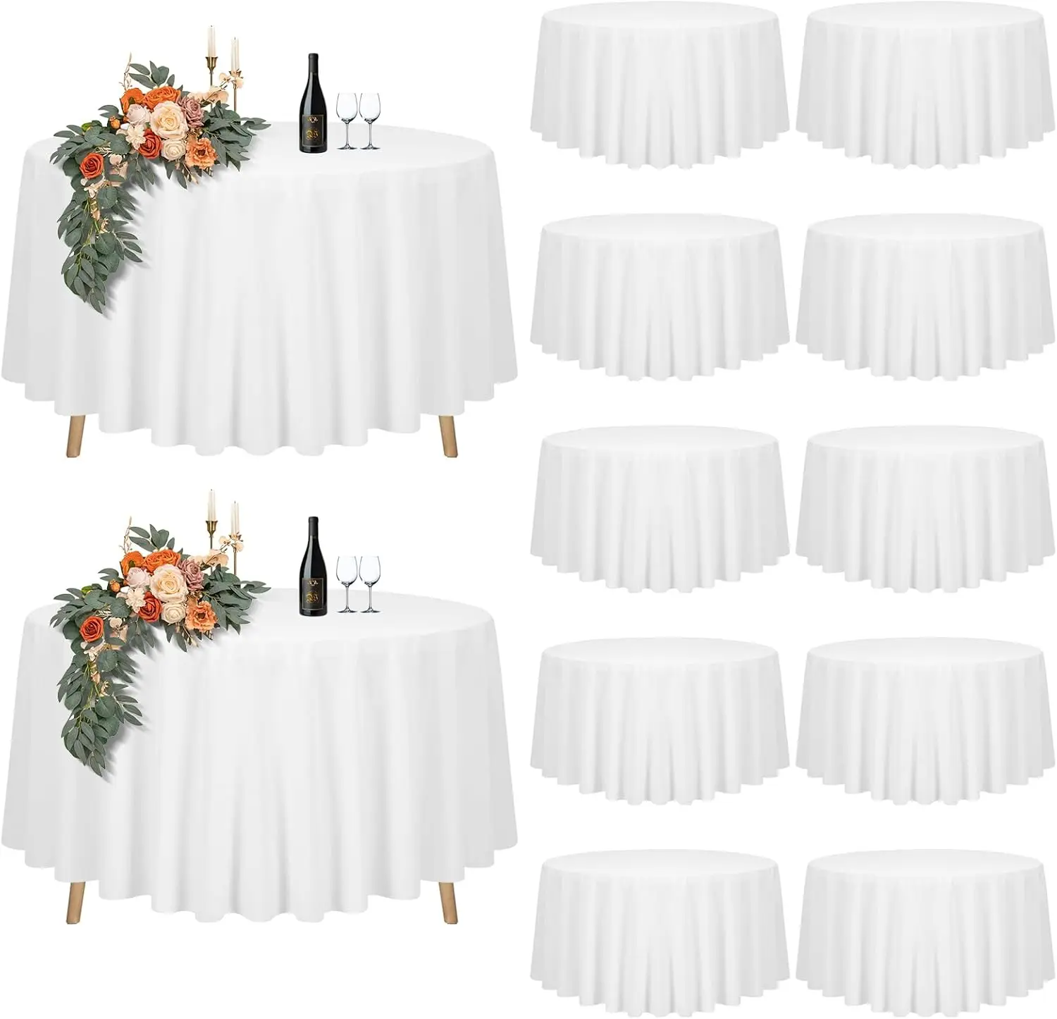 12 Pack White Round Tablecloth 90 inch Round Table Cloth Polyester,White Tablecloths for Tables