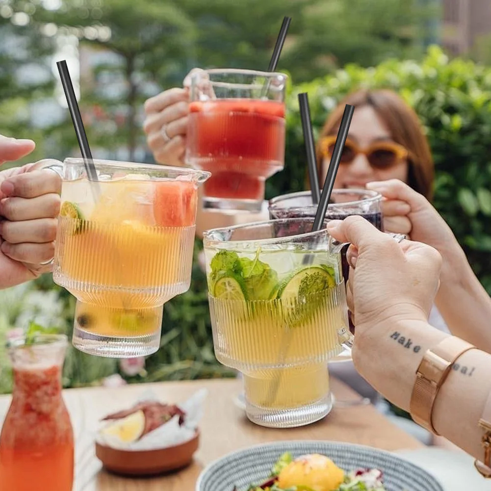 100/200PCS Black Straws Flexible Drinking Straws Cocktail Straws plastique Drink Tube Straw for Wedding Tea bar Party Wholesale