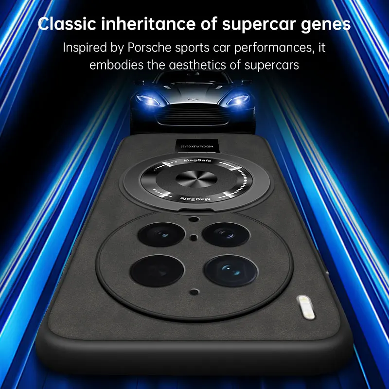 High-End Plain Leather Magnetic 360 Stand Anti-Fall Phone Case - Skin-Friendly