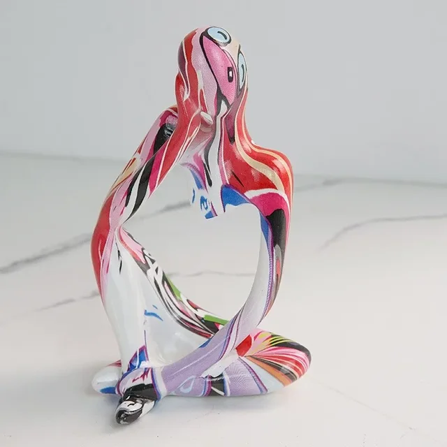 Sculpture abstraite en résine de graffiti coloré, artisanat fait à la main, figurine de penseur, statue, décoration d'intérieur, ornements de bureau de bureau 5
