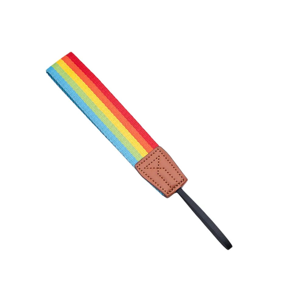 범용 카메라 손목 스트랩 레인보우 스트라이프 디지털 카메라용 강화 안전 스트랩 휴대용 기기 안전 그립 솔루션