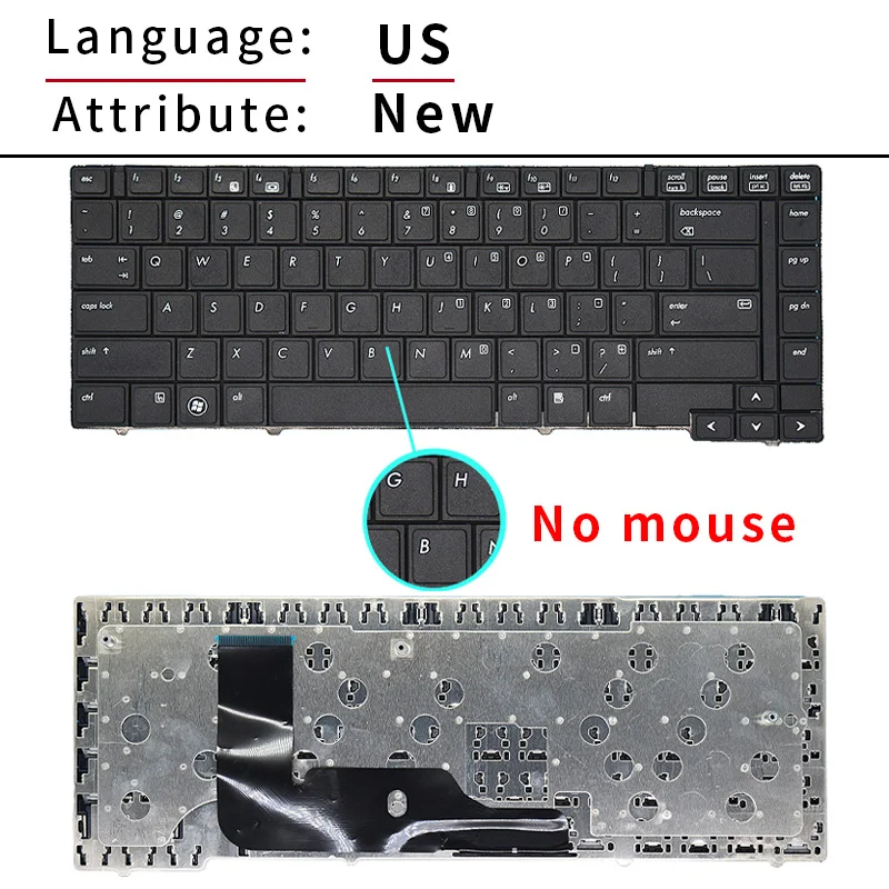 Teclado Original do Portátil Russo dos Eua hp Novo hp Satélite Elitebook 8440 8440w 8440p - Imagem 5