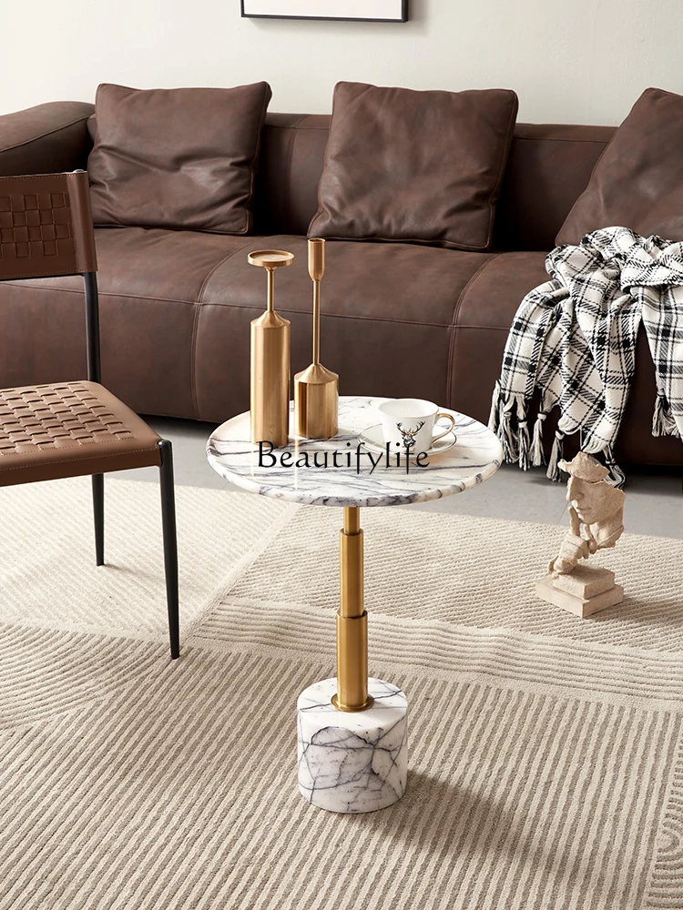 

Mild Luxury Marble Side Table Nordic Italian Sofa Corner Table Flower Stand Balcony round Small Coffee Table