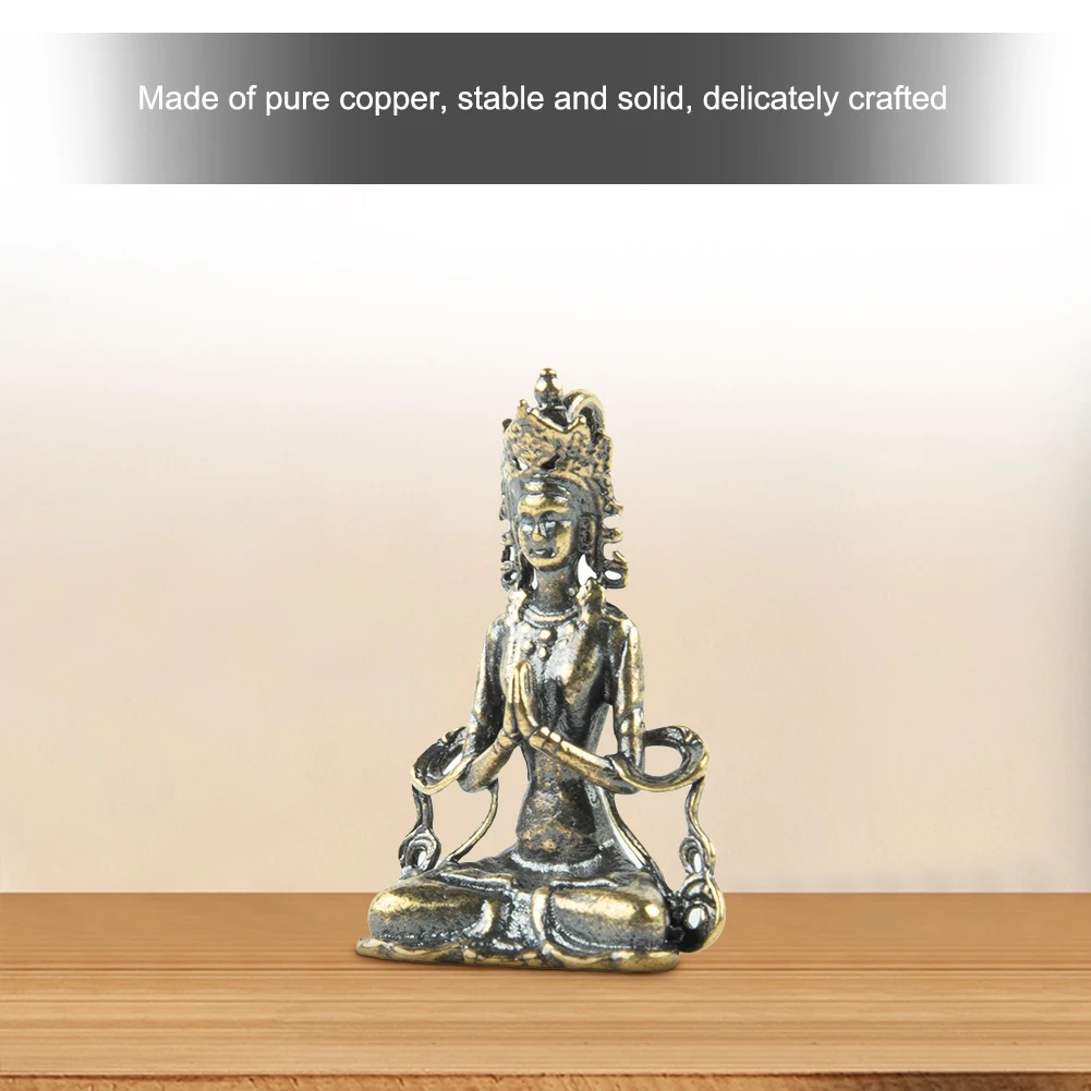 Decorative Mini Solid Copper Traditional Buddha Statue Ornament Buddhism Miniature Figurines Home Office Decor angel boy statue decorative retro garden resin craft ornament desktop decor statue modern artware figurines accessories gift