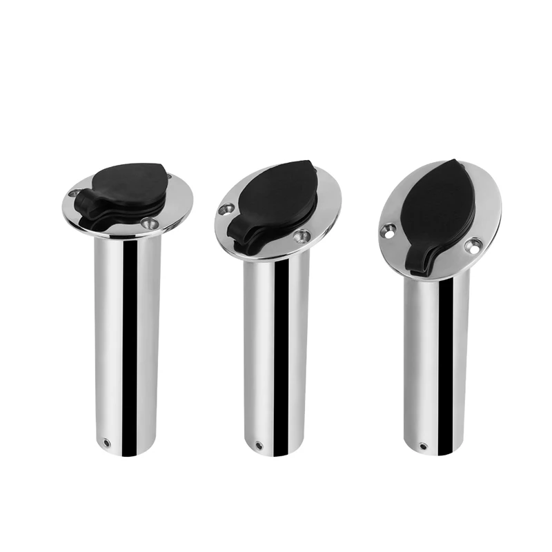 15/30/90 Degree Heavy Flush Mount Fishing Rod Holder Stainless Steel with  Lid Inner Tube Gasket Mirror Polished Boat Accessories