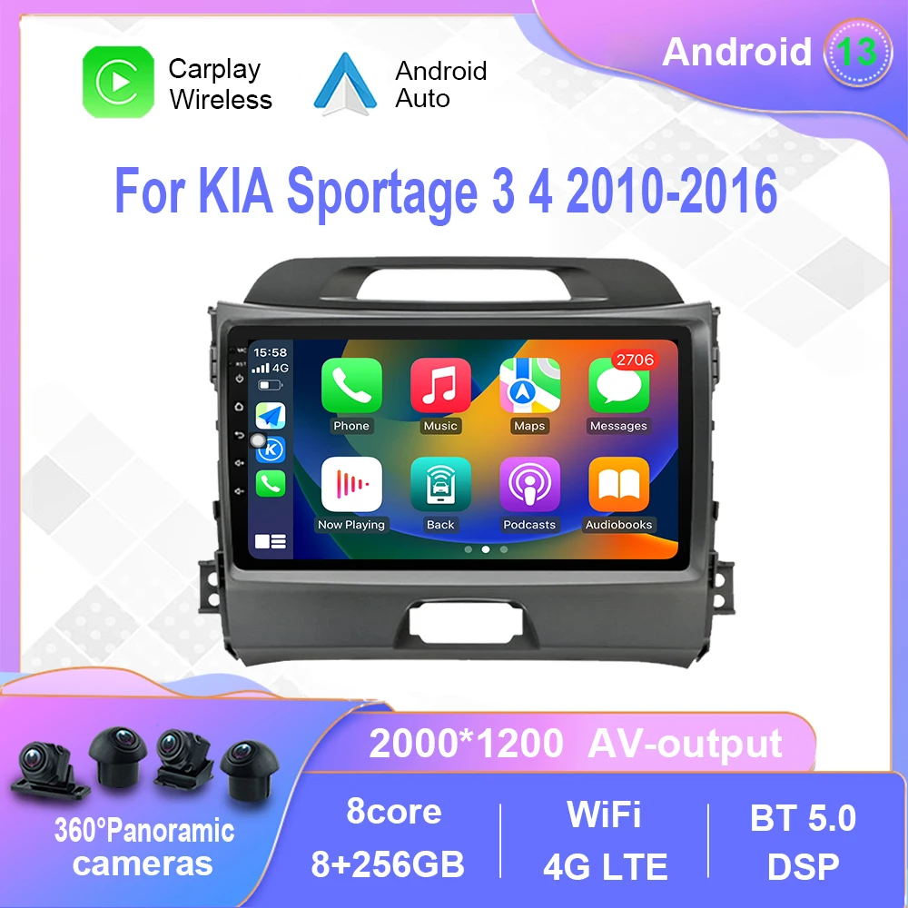 

Android 12.0 For KIA Sportage 3 4 2010-2016 Car Radio Multimedia Video Player Navigation stereo GPS Carplay 4G No 2din 2 din dvd