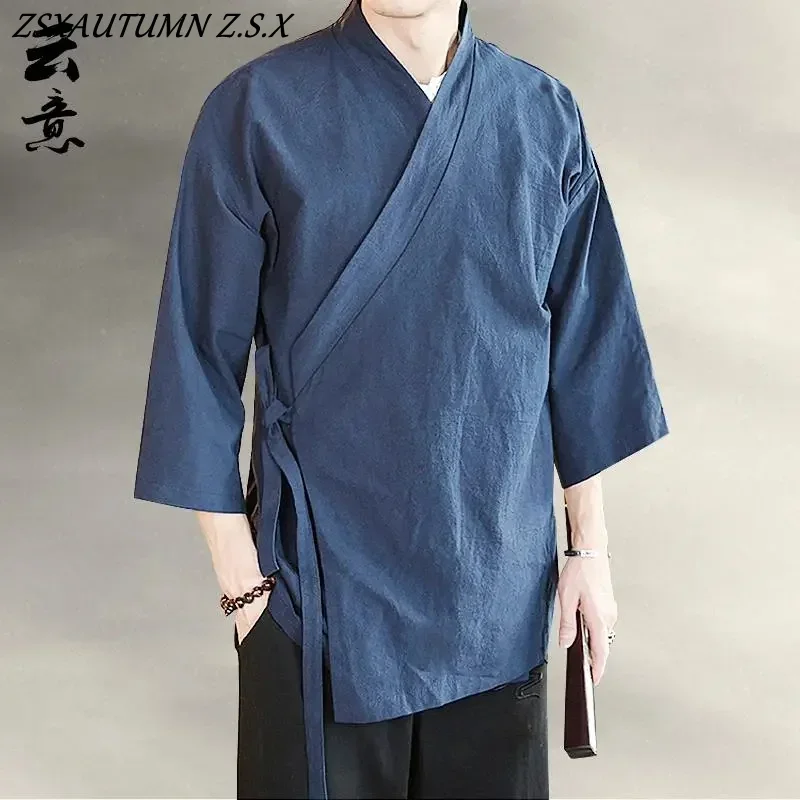 Men Chinese Style Shirt Traditional Chinese Style Hanfu Tops Men Shirt