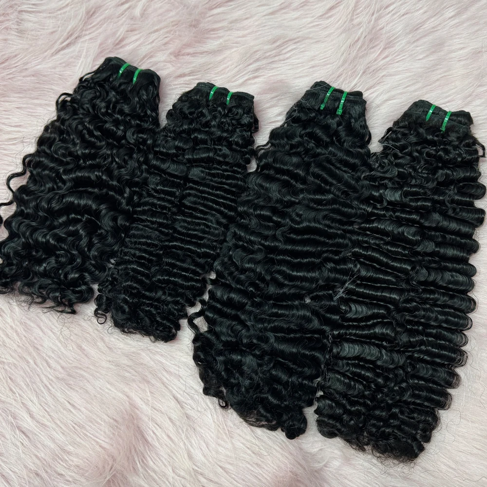 Super Double Drawn Burmese Curly Hair Bundles Full Thick Hair End Extensions with Lace Closure Frontal  4x4 5x5 13x4 Lace