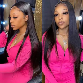 Bone Straight Hd Transparent 13x6 Hd Lace Frontal Wig Brazilian 13x4 Hd Lace Front Human Hair Pre PluckedWigs For Black Women 1