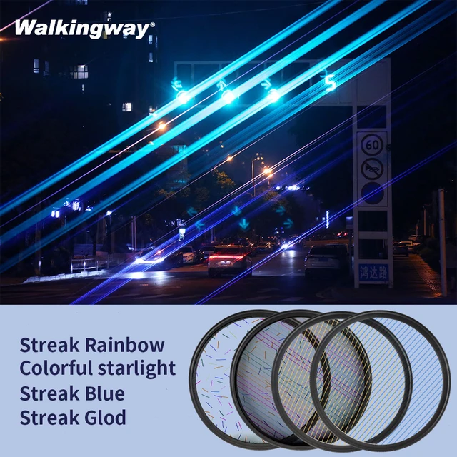 Walkingway Streak Filters Blue Rainbow Colorful Star Line Streak Flare lens  Filter 49 52 55 58 62 67 72 77 82MM Camera Filter - AliExpress