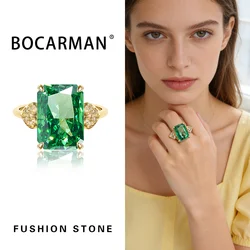 Mint Green Zircon Rectangular Vintage Wedding Ring - Colorful Statement Cocktail Jewelry (Green)