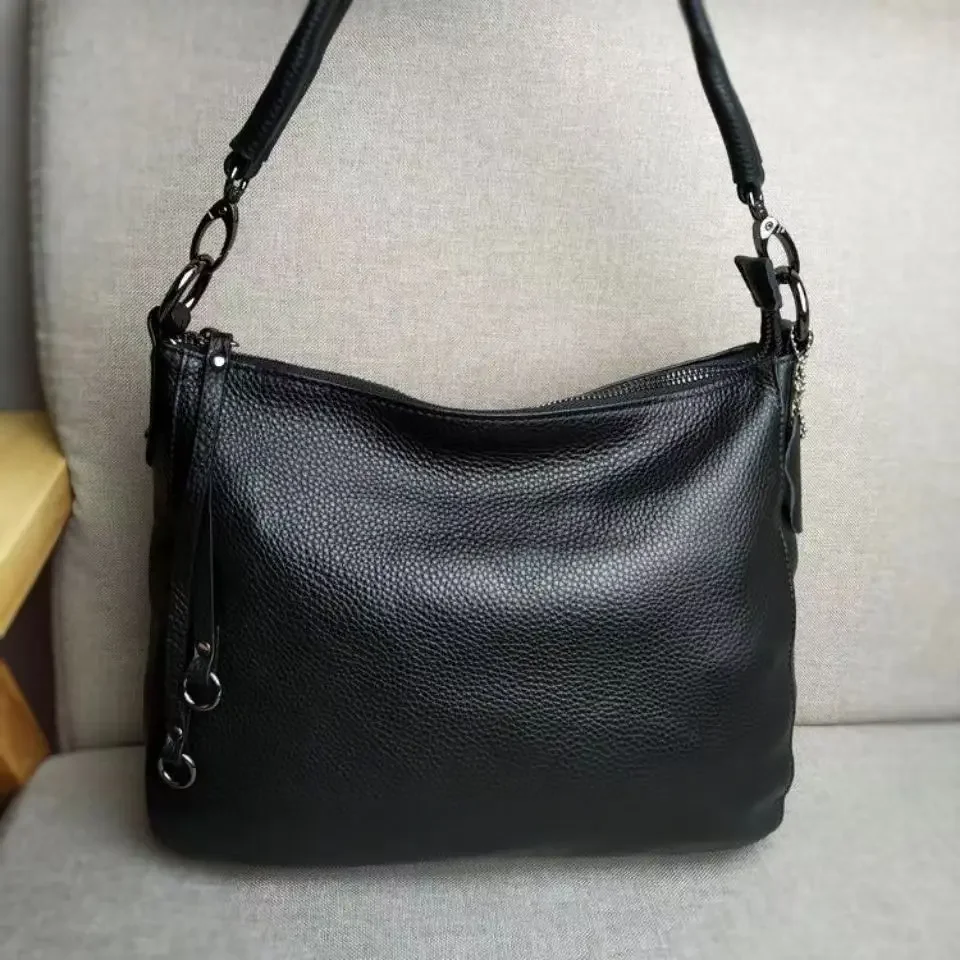 

Fashion Black Hobo Bags Genuine Leather Shoulder Bags Large Capacity Women Handbags Designer Ladies Cheap Tote Crossbody Bags