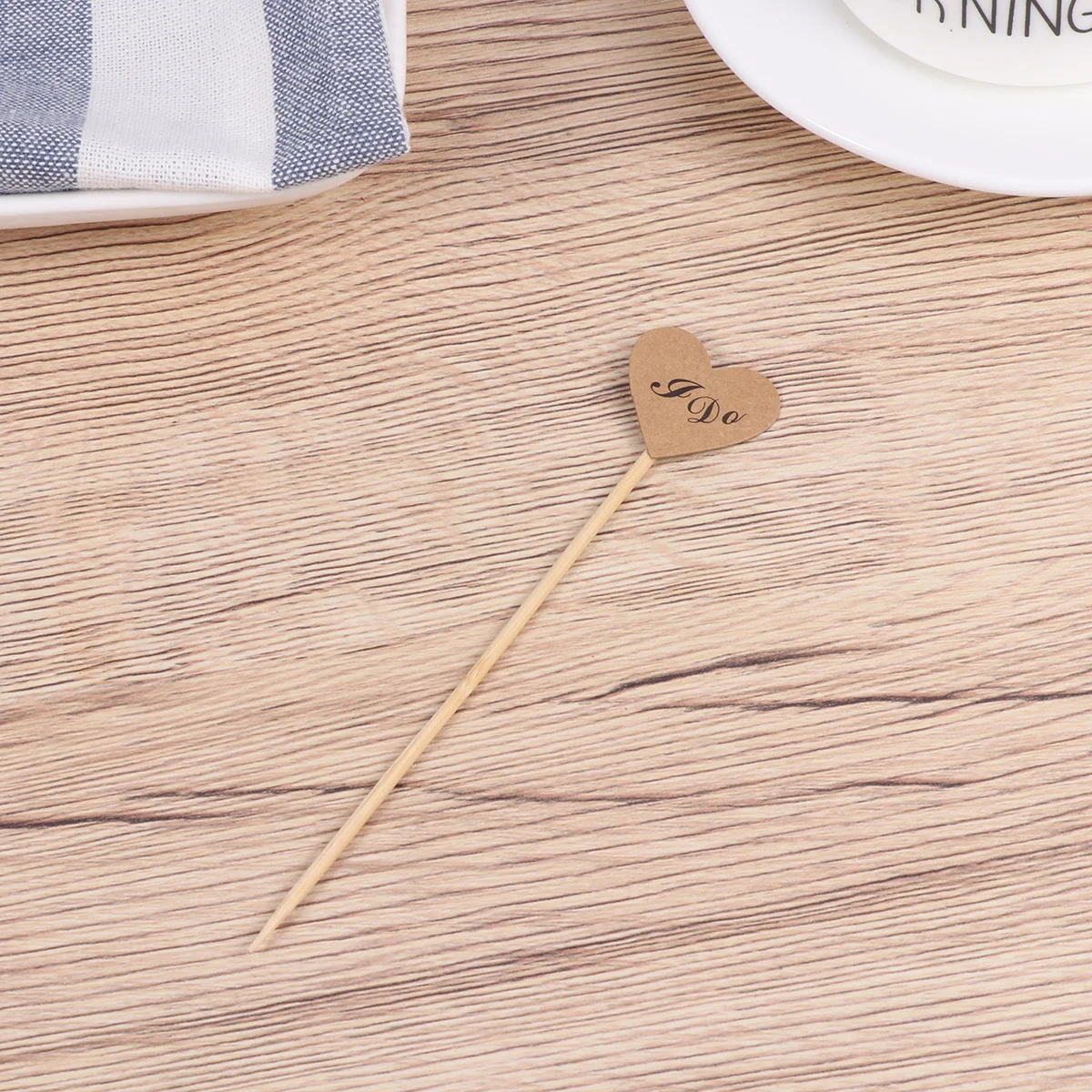 

50pcs Paper Heart Cupcake Pick I DO Letter Printed Love Shape Cake Dessert Topper Insert Snack Flags for Wedding Bridal Shower