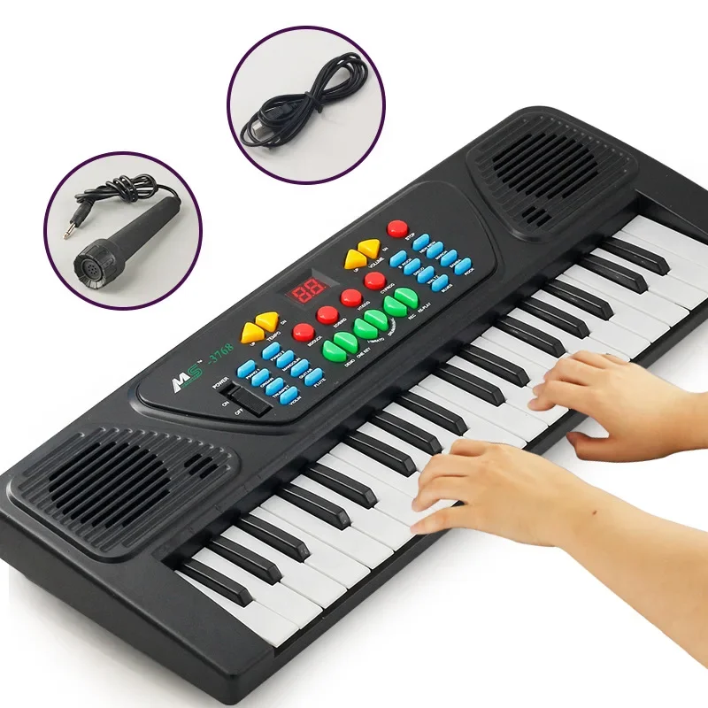 37 Key Children Electronic Keyboard Beginner Simulated Piano with Microphone Toy Musical Instruments Educational Gift for Kids 3