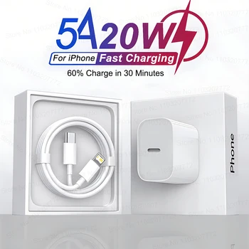 PD 20W For Apple USB Type C Charger For iPhone 13 12 11 14 Pro Max Mini XR X XS 8 Plus C Fast Charging Cable For iPhone Charger