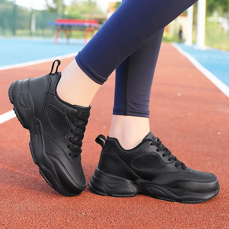 Autumn Winter Leather Waterproof Running Shoes Women Lightweight Comfortable Soft Casual Sneakers Ladies Non-Slip Jogging Shoes