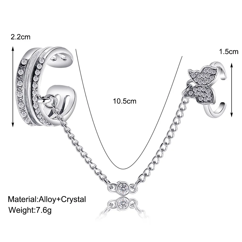Women Double Finger Chain Rings Set Tassel Butterfly Cross Punk Jewelry Ring Set Chain Ring Finger Ring