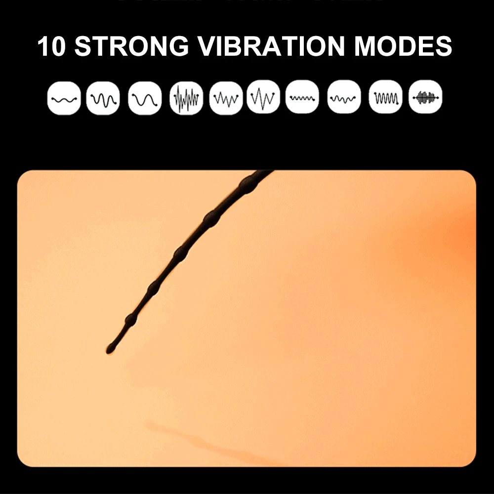Penis Sex Toys 10 Speed Long Urethral Vibrator Catheter Plug Vibrating Urethra Sound Dilator Massager Dildo