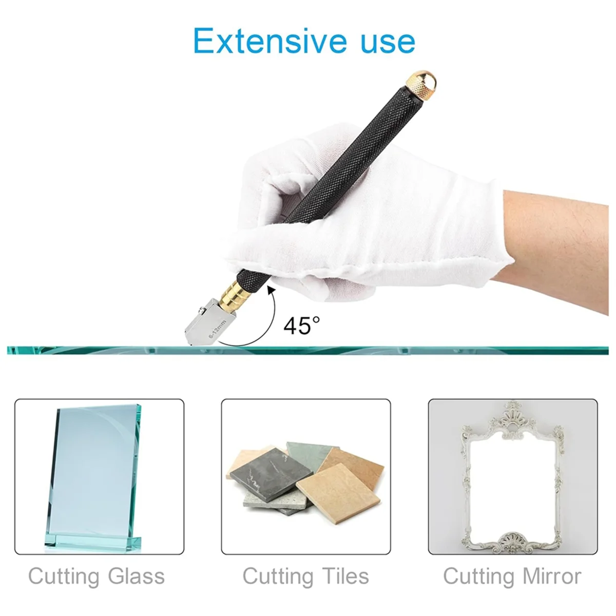Cutter 2mm-20mm & Glass Cutting Oil, Upgrade Glass Cutting Tool with Automatic Oil Feed, Glass Cutter 5