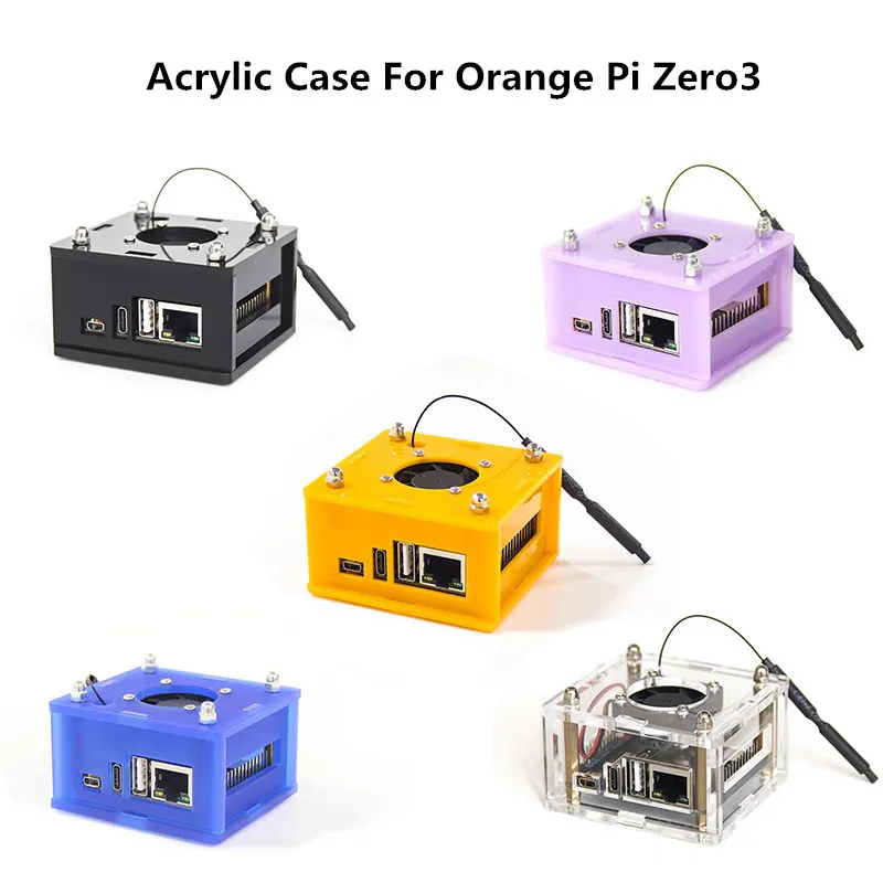 

Акриловая версия для Orange Pi Zero3, макетная плата, применимая к Orange PI Allwinner H616, корпус материнской платы с радиатором вентилятора