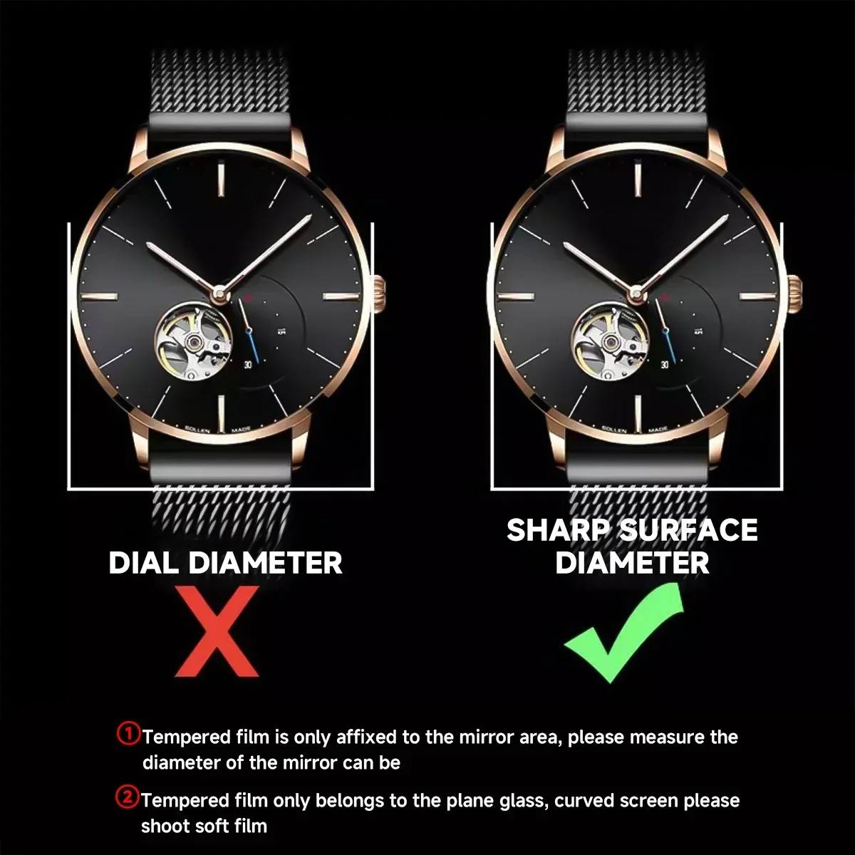 Screen Protector 26-46mm Universal Tempered Glass Smartwatch Screen Protector Protective Film 28mm 30mm 32mm 38mm 40mm 41mm 42mm Diameter 2-5PCS