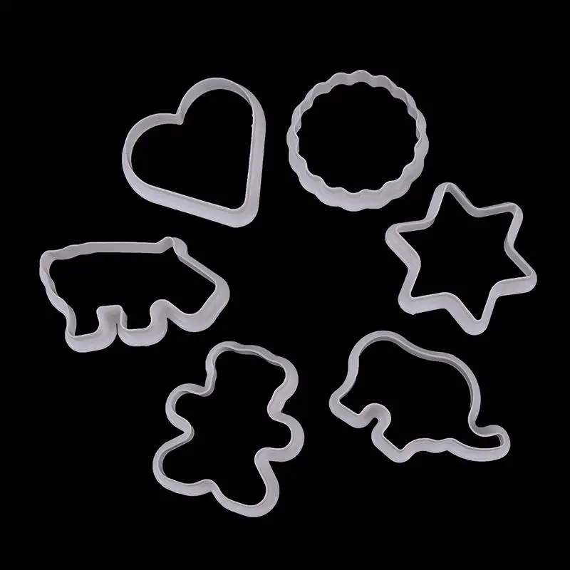 6Pcs/set Kitchen Tool Biscuit Cutters Animal Shaped Plastic Cookie Pastry Fondant Moulds Biscuit Mold For Fondant Cake Decor