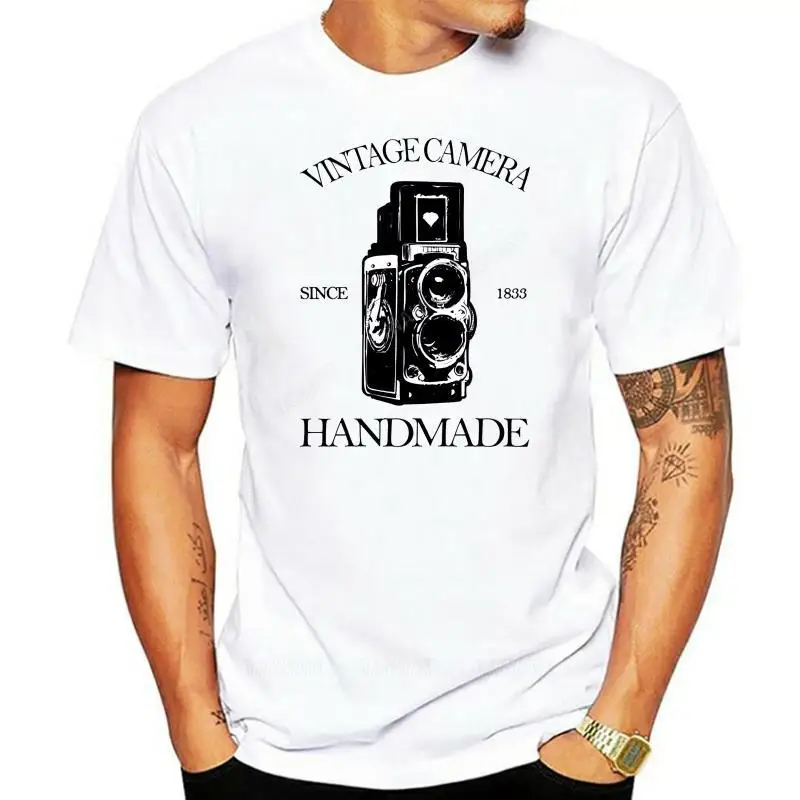 

Camiseta Vintage de fotografía con cámara para hombre, camisetas de algodón de estilo Simple, camiseta universitaria con t shirt